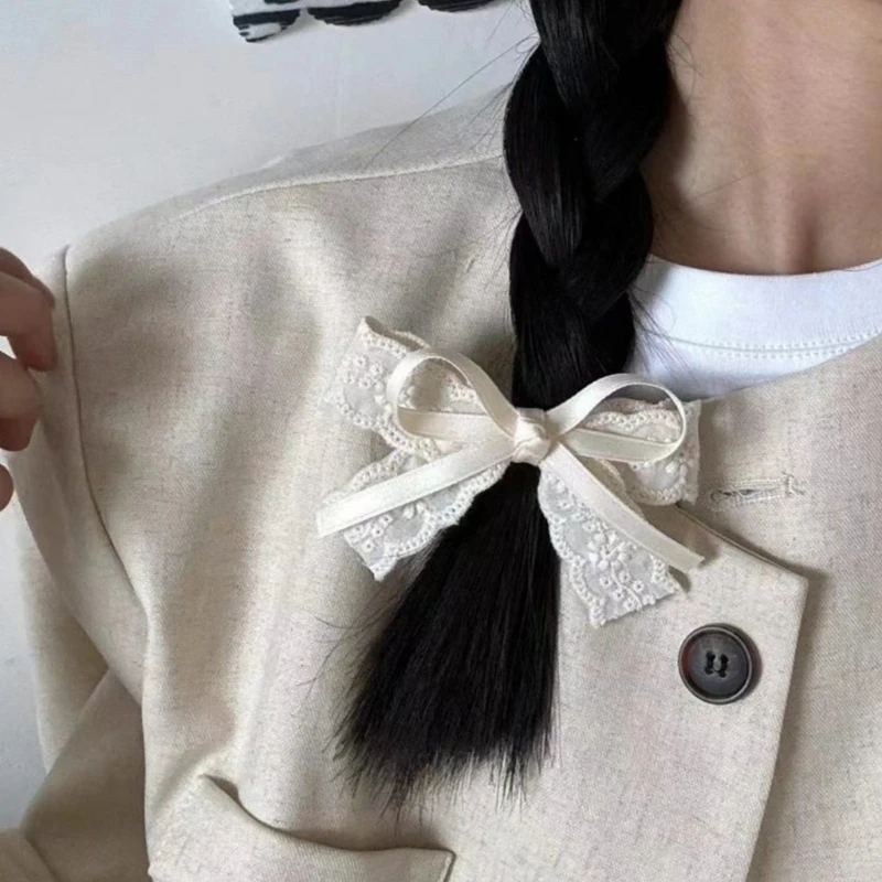 652F Кружевная заколка с плоским зажимом в стиле Cottagecore 2000-х годов для головных