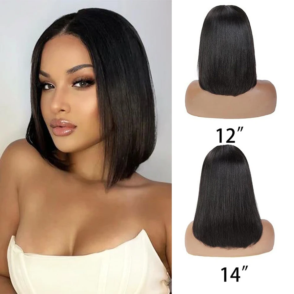 GURENYUN Боб Парик Фронта Шнурка 180% Плотность Прямой 16-дюймовый Человеческих Волос