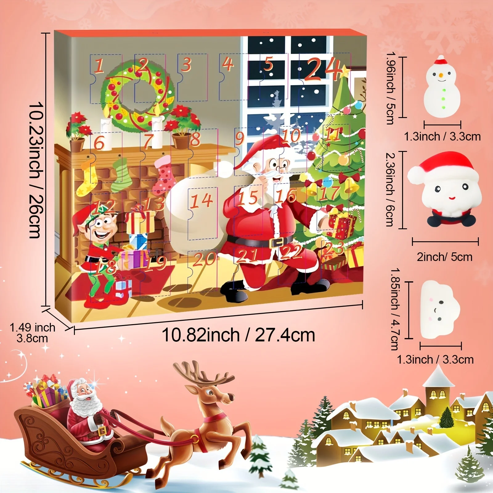 Рождественский календарь обратного отсчета на 2024 год 24 кубика Mochi в японском