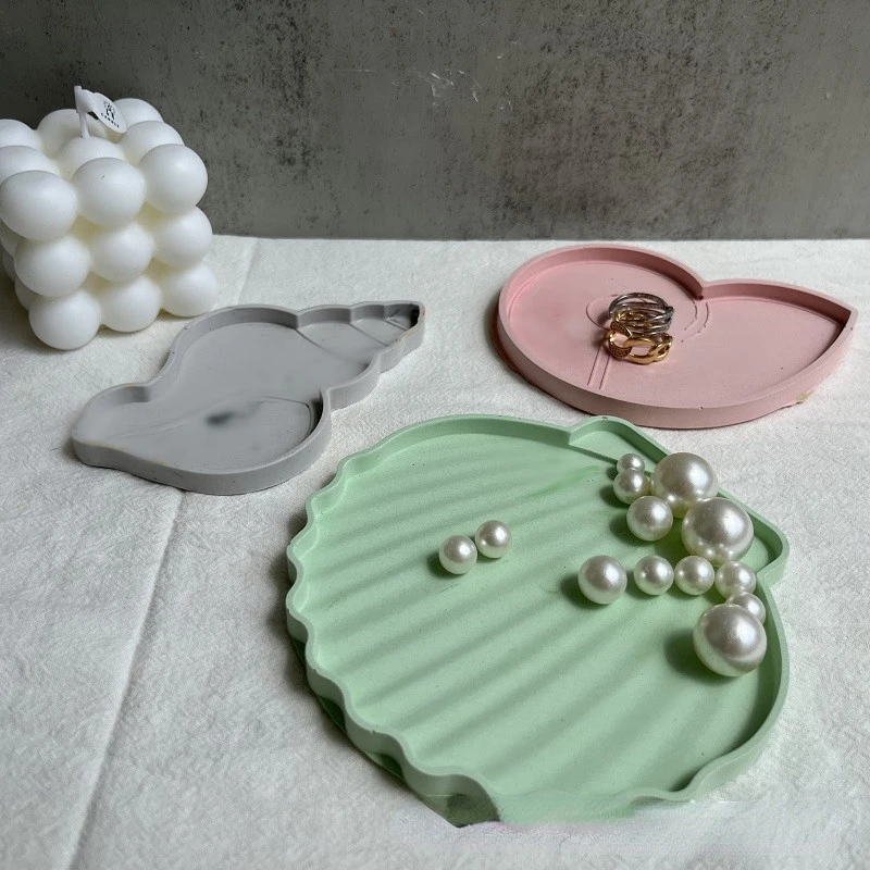 

Conch Shell Shaped Tray Silicone Mold Jewelry Storage Tray Resin Molds Cement Candlestick Plaster Gypsum Jewelry Display Tray