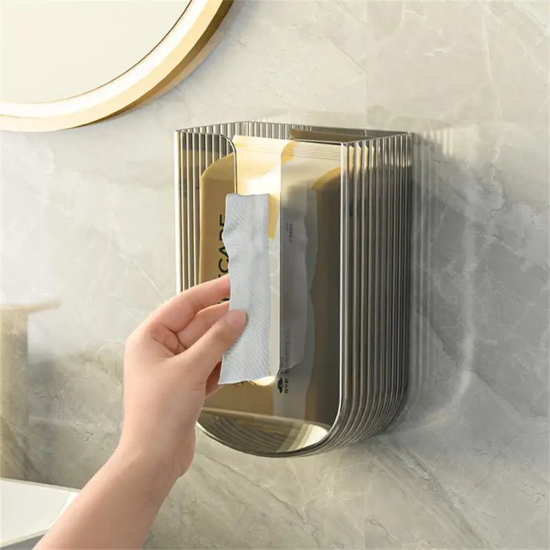 

Hole-free Creative Tissue Box Opening Design Nail-free And Drill-free Storage Napkin Holder Upside Down Tissue Box Wall-mounted