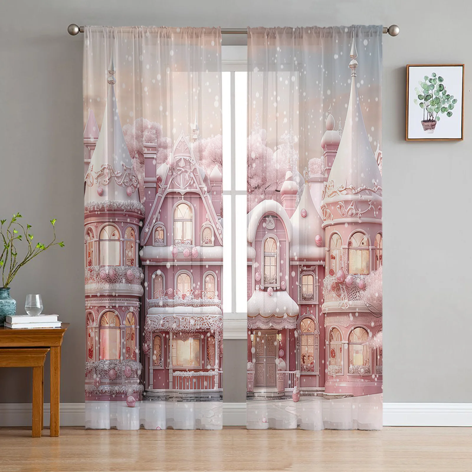 

Зимние рождественские Снеговики снежные сценические пряжи эргономичные шторы для гостиной кухни оконные прозрачные Занавески Из вуали