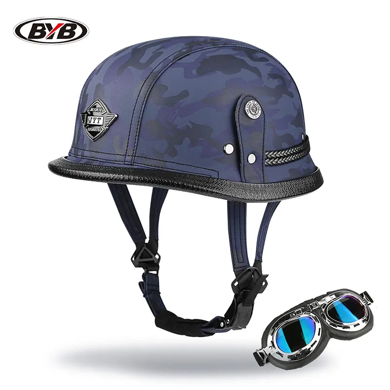 Мотоциклетный шлем в стиле ретро винтажный Камуфляжный с очками мотоциклетный