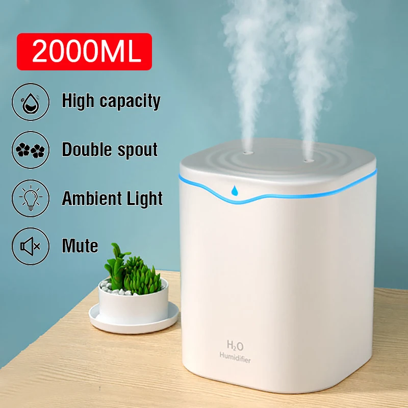 

New Double Essential Fogger Home Aromatherapy USB Mist Port Diffuser Humidifier for Maker 2000ML Spray Air Office Cool Oil