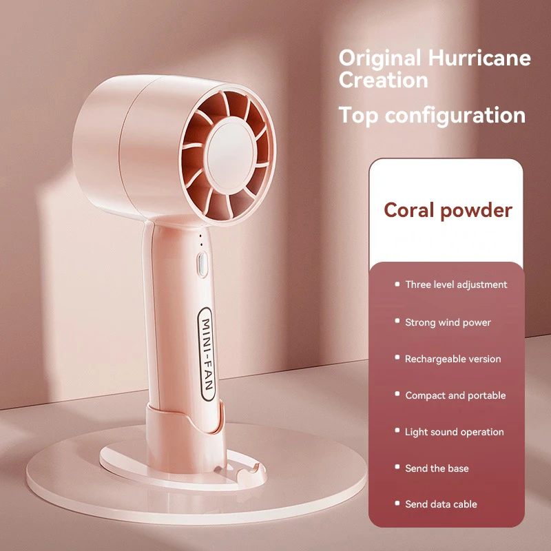 

2000 мАч Мини-портативный высокоскоростной ручной маленький вентилятор с зарядкой через USB и держателем для телефона для путешествий на открытом воздухе Большой ветроэнергетический вентилятор 2025