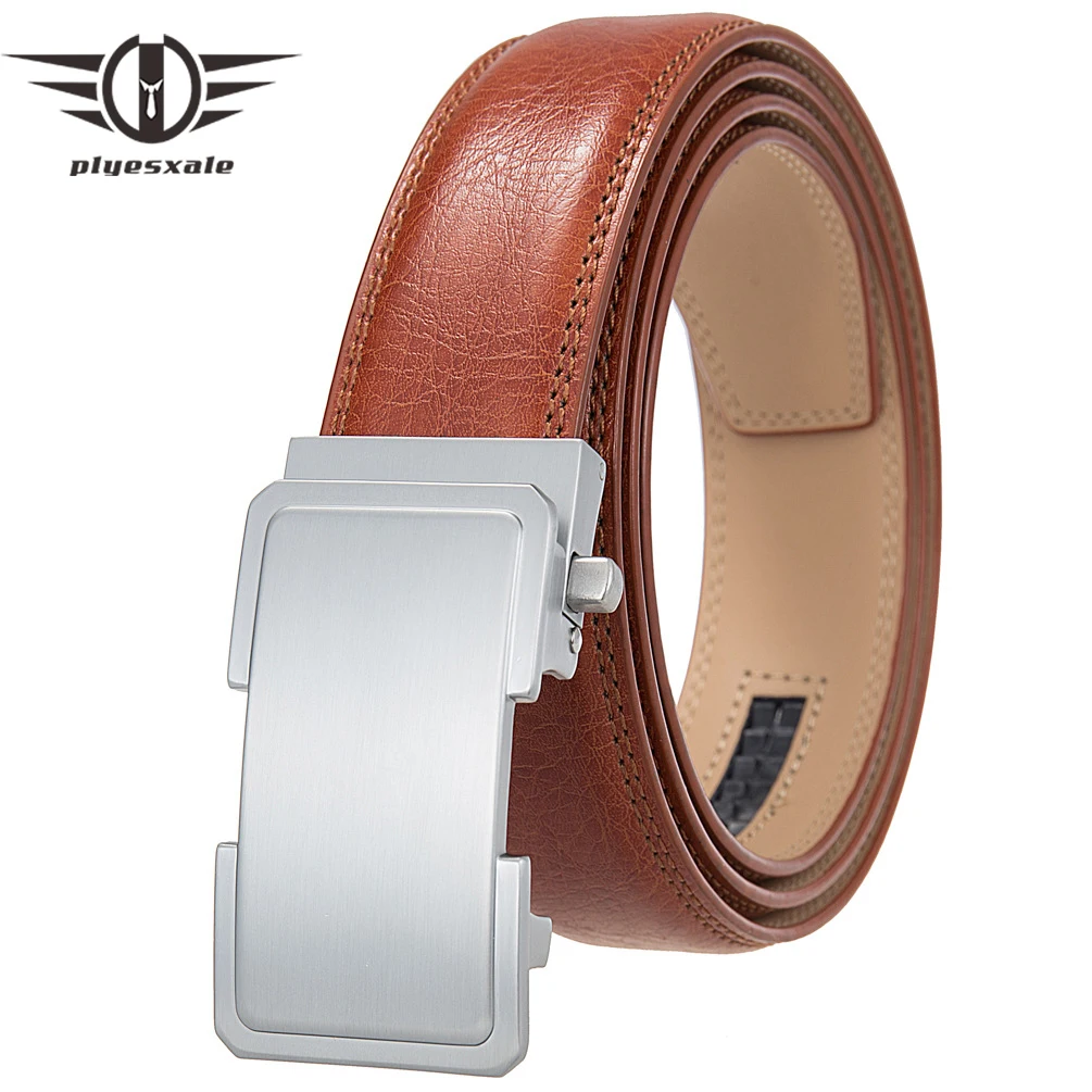 Мужской ремень из натуральной кожи, с автоматической пряжкой