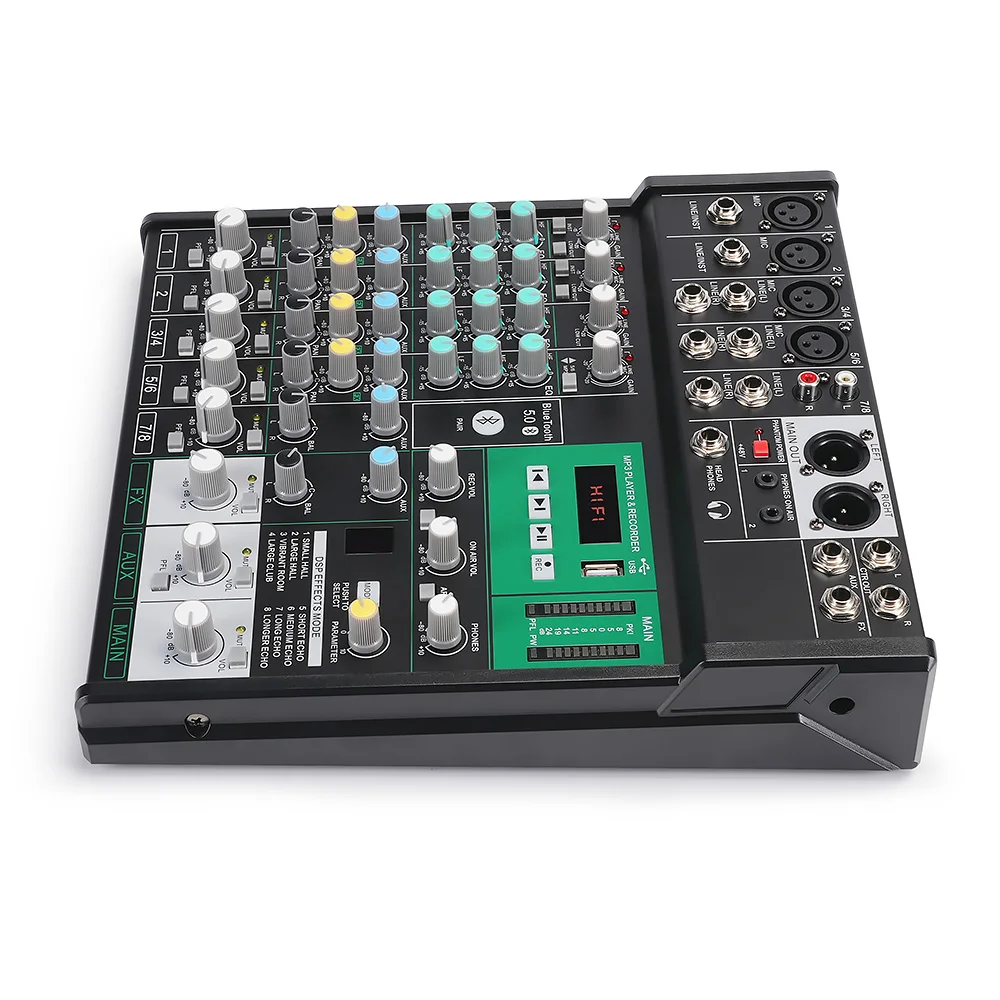 AR8 Mixer Sound Mixing Console 8 Channel with Audio Mixer for Stage Performance K Songs Wireless Audio Mixer PMixing Console