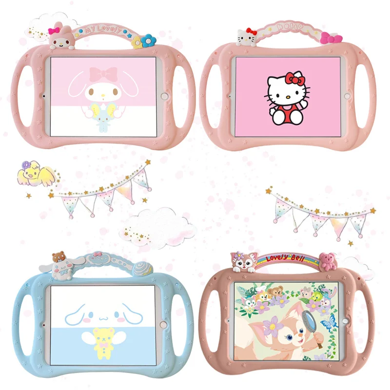 

Мультяшные куклы My Melody KT Cat Cinnamoroll Kawaii подходят для Ipad защитный чехол 10,2 дюймов Портативный Силиконовый чехол для планшетного ПК