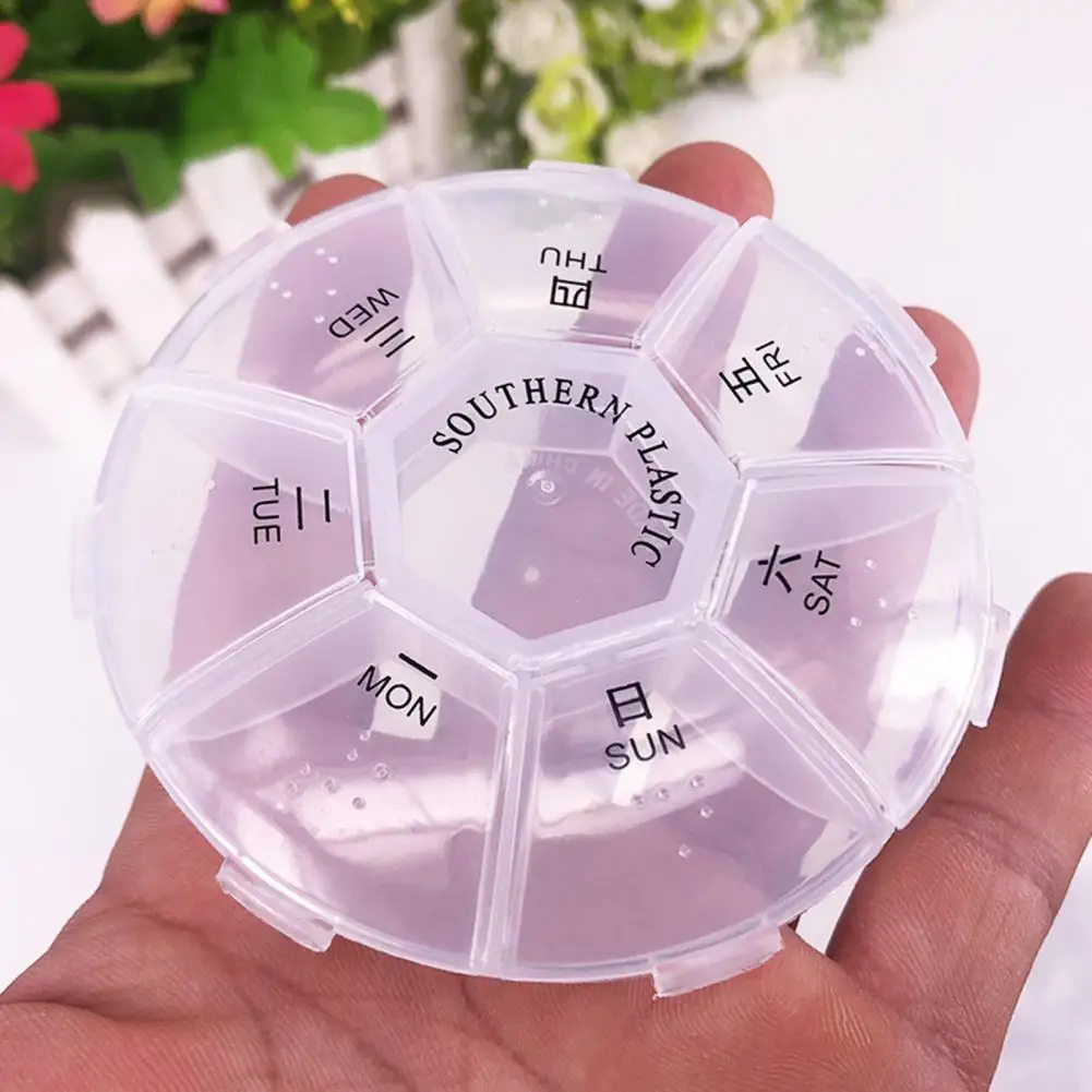 

Practical Pill Organizer Dust-proof Portable See-through Lid Weekly Pill Container Pill Box Pill Holder 2Pcs