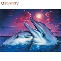 gatyztory frame picture dolphin diy painting by numbers animals coloring by numbers modern wall art canvas painting artwork