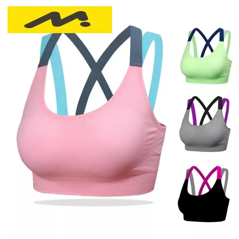 Sexy Cross Backless Bras For Women Lingerie Breathable Gym Running Jogging Workout Fitness Bra Wireless Bralette Top