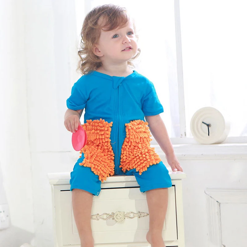 

Летние комбинезоны с коротким рукавом для маленьких мальчиков и девочек, комбинезон для новорожденных, комбинезон на молнии с шваброй для мальчиков и девочек, одежда для ползания для маленьких девочек, комбинезоны