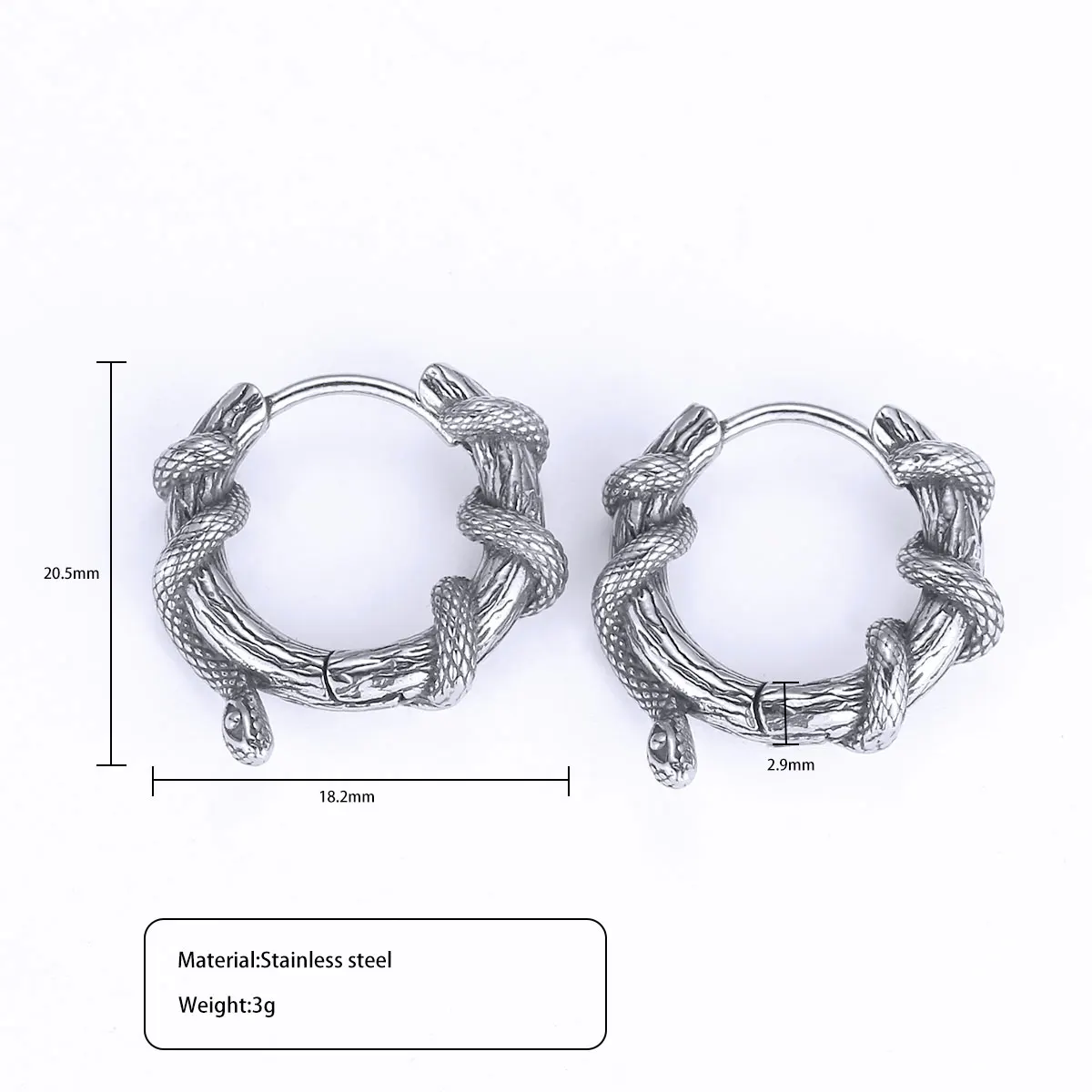 

Never Fade Stainless Steel Twisted Snake Hoop Earrings Fashionable and Versatile Trendy Men's and Women's Jewelry Earrings Gift