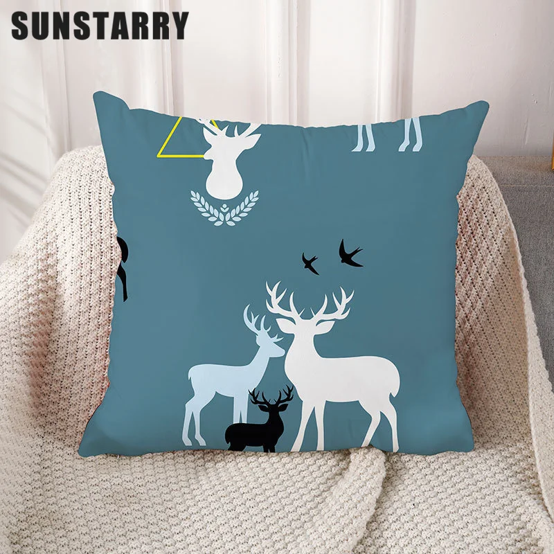 

Christmas Deer Cartoon Cushion Cover 45x45cm Polyester Pillow Case Sofa Bed Home Decor Christmas Gift Funda Cojin Cojines