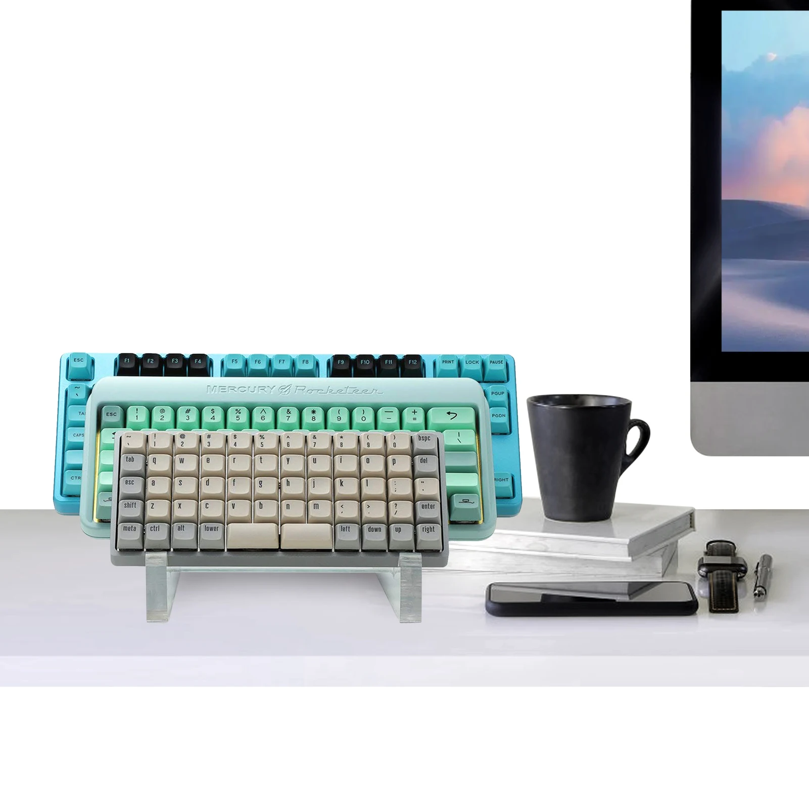 

Universal Transparent Acrylic Mechanical Keyboard Display Stand Keyboard Keycap Storage Bracket With 3 Layers