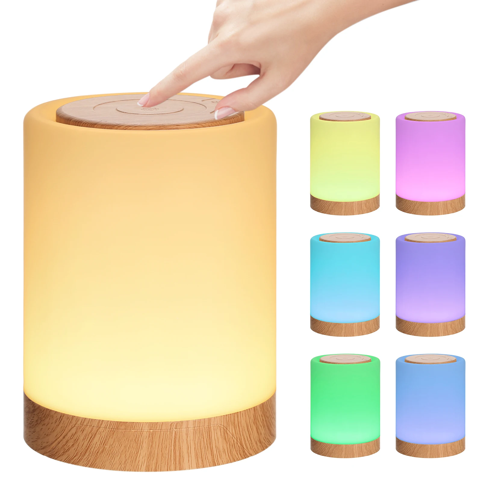 

3W Night Light Beside Lamp Sensitive Touching Control Multicolor Changing 3 Levels Dimmable 1&2&4&6H Timer USB-Type-C C-harging