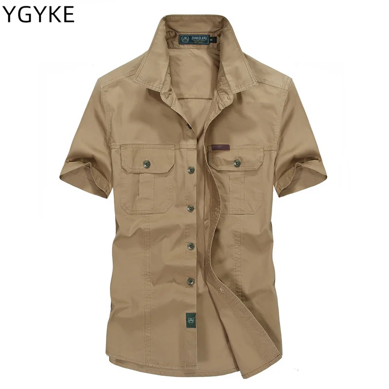

2022 Summer New Men's Military Uniform Korean Version Loose Cotton Short-sleeved Shirt Tooling Men's Cotton Casual Shirt