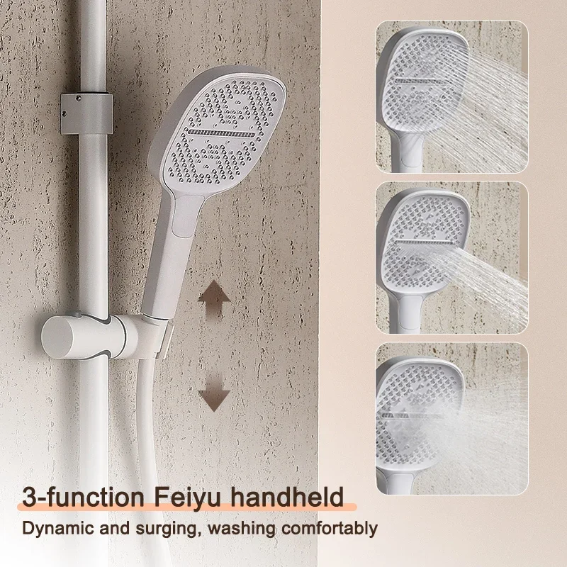 Белый душевой набор для ванной комнаты настенное крепление квартира серый