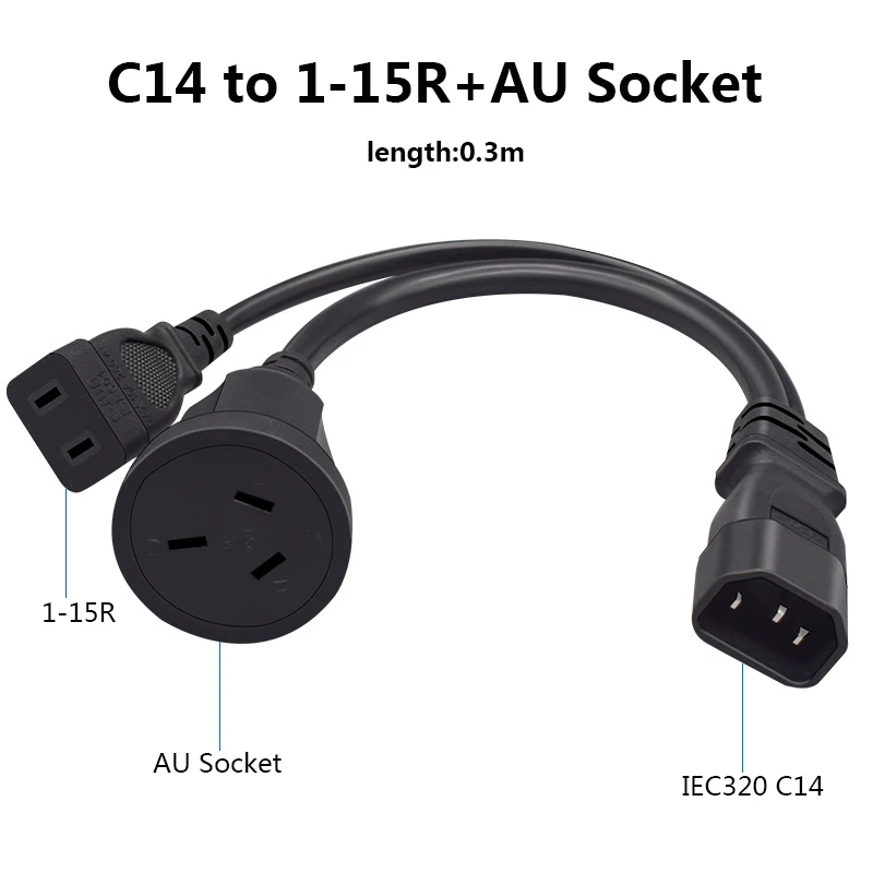 Электрический удлинительный кабель IEC 320 C14 двойной Y-разветвитель США Австралия 10