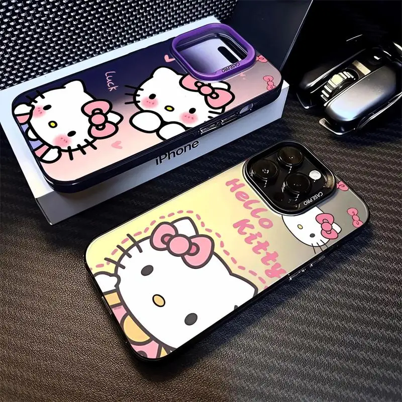 Милый чехол для телефона Cinnamoroll Kuromi Apple iPhone 15 Pro Max 16 14 13 12 11 Plus Цветной силиконовый