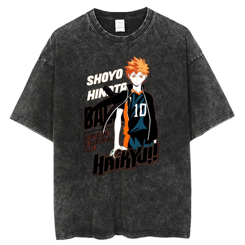 Футболка винтажная стираная мода хип-хоп аниме HaikyuuT рубашки женские