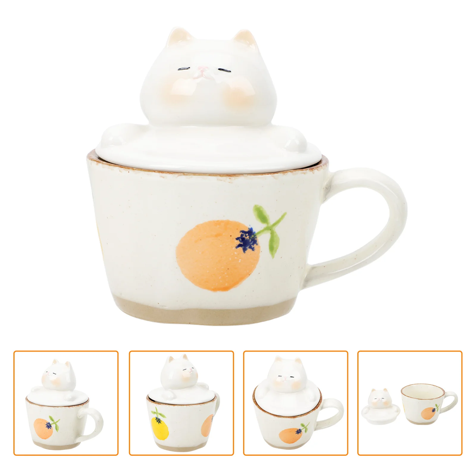 

1 Set Ceramic Oatmeal Holder Coffee Drinking Cup Home Breakfast Holder with Cup Lid