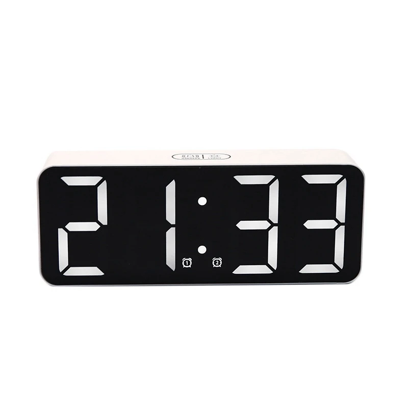 

Digital Desk Alarm Clock Mirror Date Temperature LED Display,USB Port,Bedside Table Contact Snooze Clocks For Bedroom