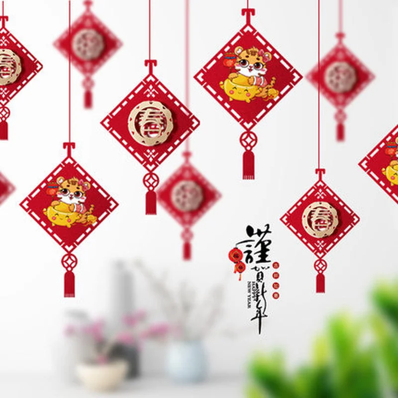 

Красное китайское Новогоднее украшение, подвеска, украшения в китайском стиле, реквизит для новогодней сборки, украшение для весеннего фес...