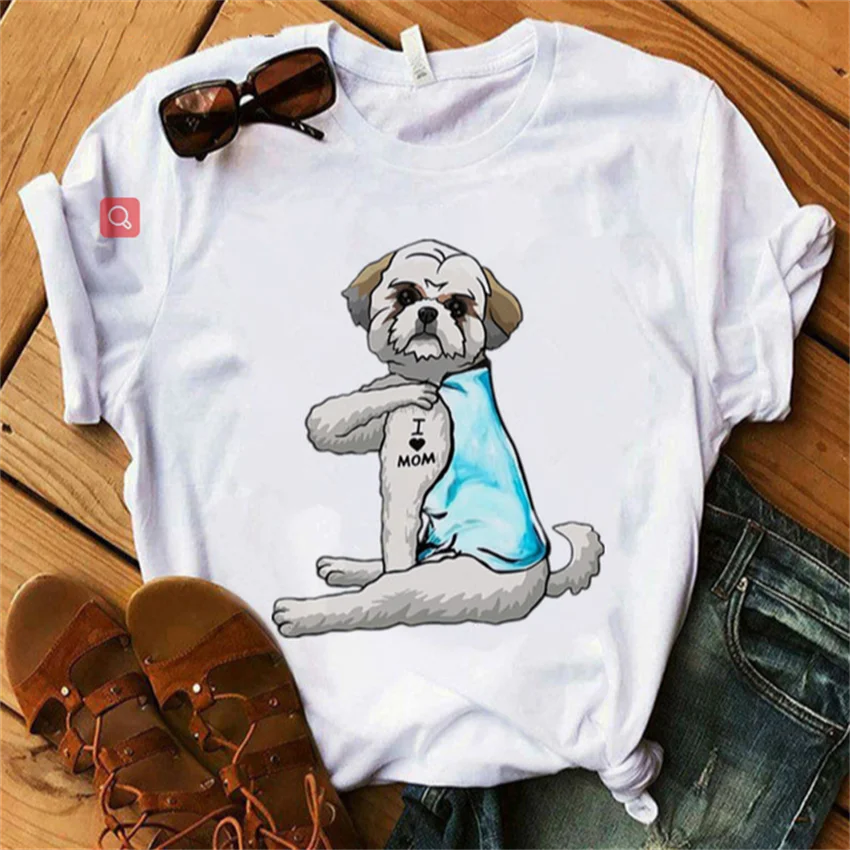 

Spring/summer women's short sleeve T-shirt with dog print New cartoon print cross-border large size Euro size women's T-shirt