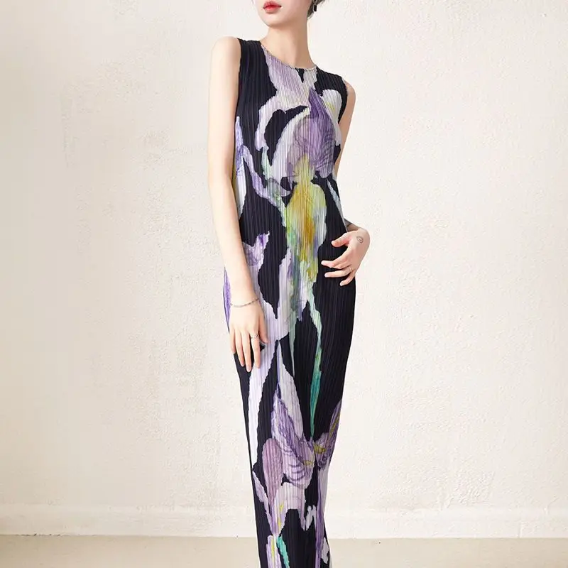 

Loose fitting and fashionable round neck sleeveless dress, slimming fashionable mid length women dress vestidos