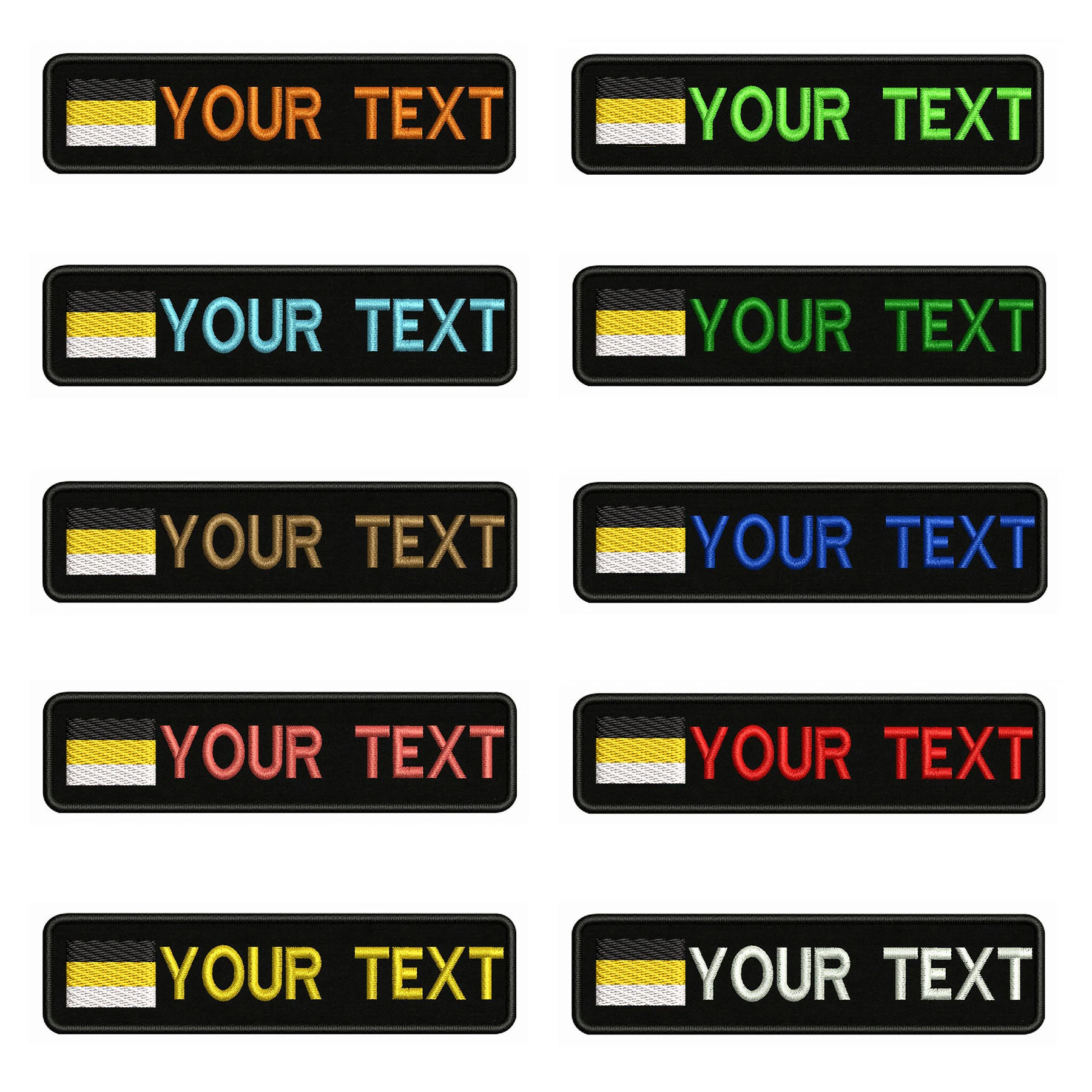 

10X2.5cm Russian Empire Flag Embroidery Custom Name Text Patch Stripes badge Iron On Or Velcro Backing Patches For Clothes