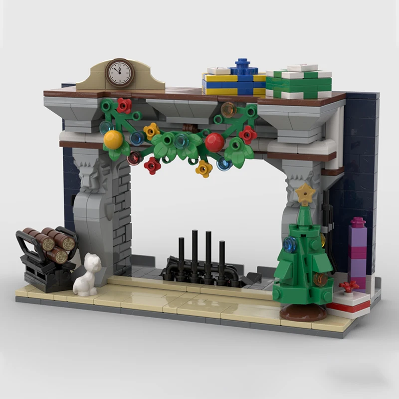 Фото Креативная модель MOC, строительные кирпичи, камин, держатель для смартфона, модульная технология, подарки, праздник, сборка, детские игрушки, костюм №2