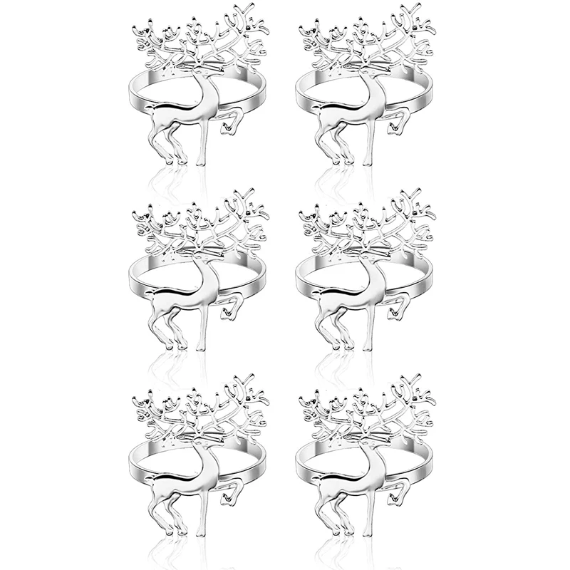 

Christmas Napkin Rings Holders 6 Pieces Deer Napkin Rings For Christmas Dinners Parties, Wedding Adornment