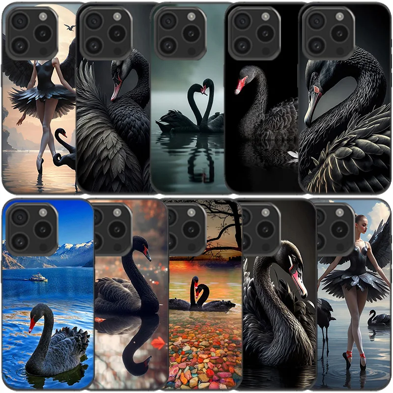 Cygne Noir Clear Phone Case For Apple iPhone 12 13 Mini 11 14 15 16 Pro Max Cover XS MAX XR Soft