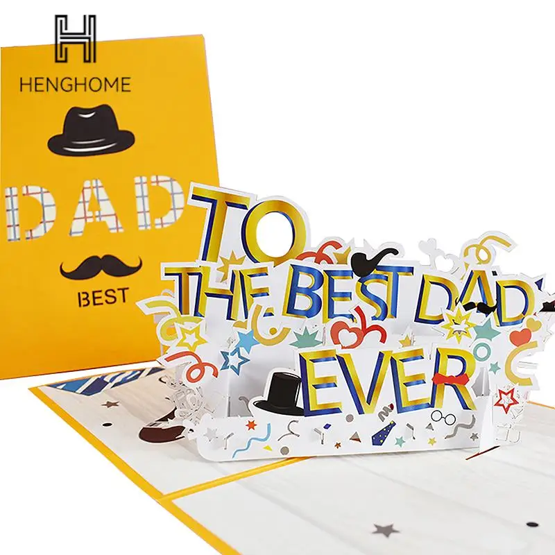 

Happy Fathers Day Card 3D Pop-Up Birthday Thank You Cards For Best Dad Handmade Gift Greeting Birthday Card With Envelope Gift