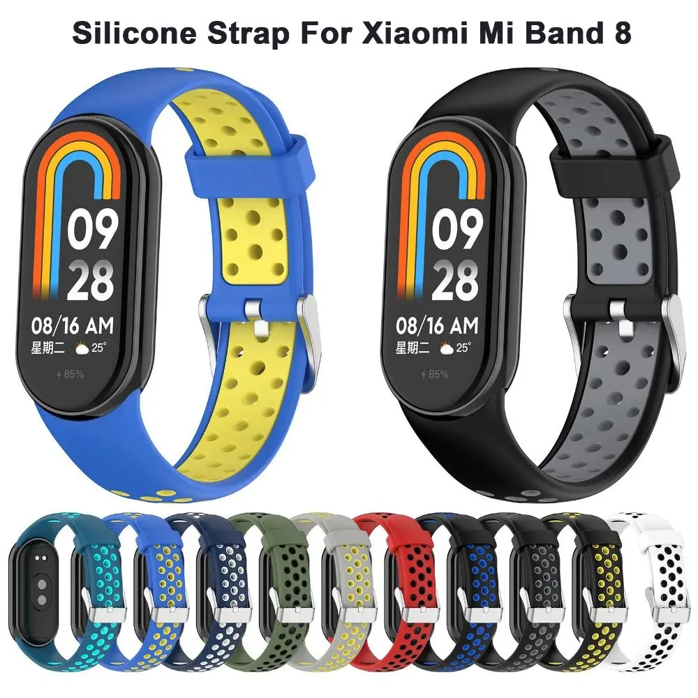 

Silicone Watch Strap For Xiaomi Band 8 Two-Color Breathable Smart Watchband Replacement Breathable for Xiaomi Mi Band 8 Strap