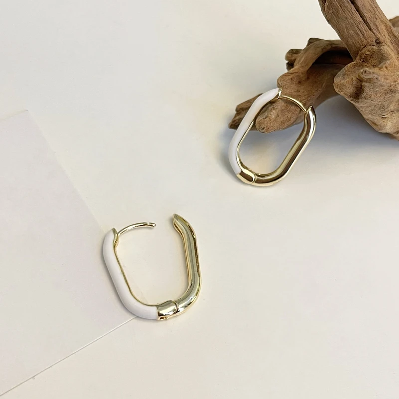 

Korean Simple Candy Color Enamel Oval Earrings Hoop for Women Delicate Fashion Drop Oil Colorful Earrings Party Gifts