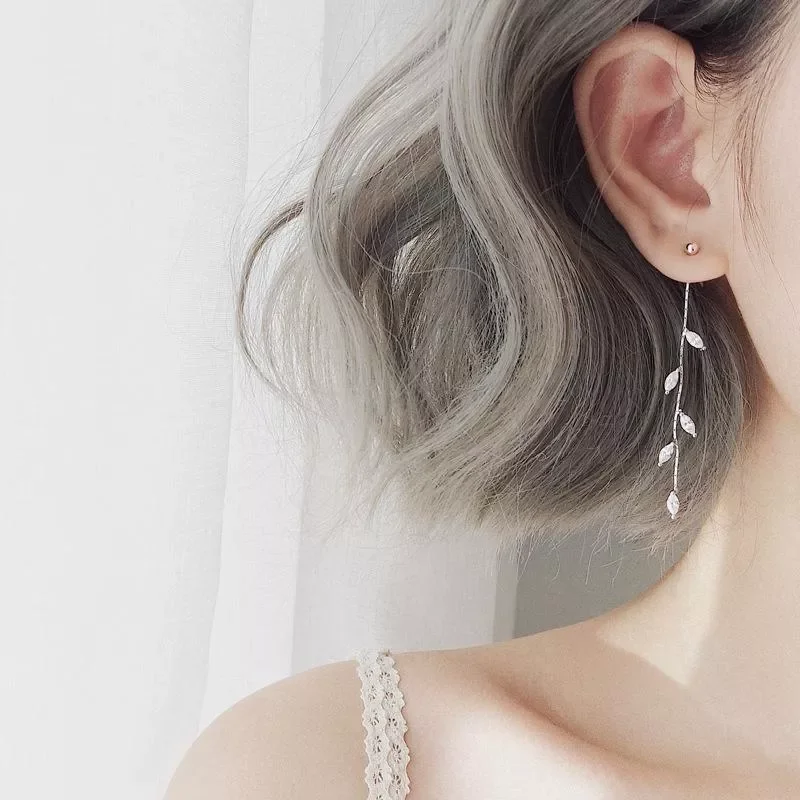 

Silver Plated Crystal Leaf Tassel Drop Earrings For Women Wedding Fashion 2020 Jewelry Gift