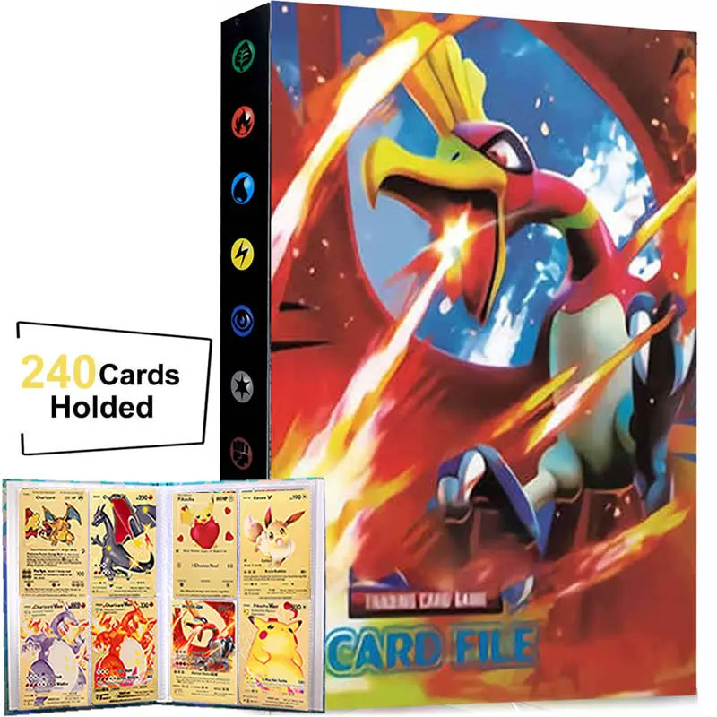 

240pcs Album Pokemon Map Cards Binder Livre Pokémon Book Playing Game Cards Trainer Collectible Holder Folder Loaded List Toys