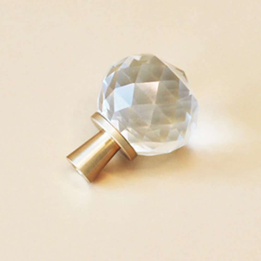 

1Pcs Brass Crystal Handle Single Hole For Drawer Handle Brass Light Luxury Crystal Ball Handle Golden Simple Cabinet Door Handle