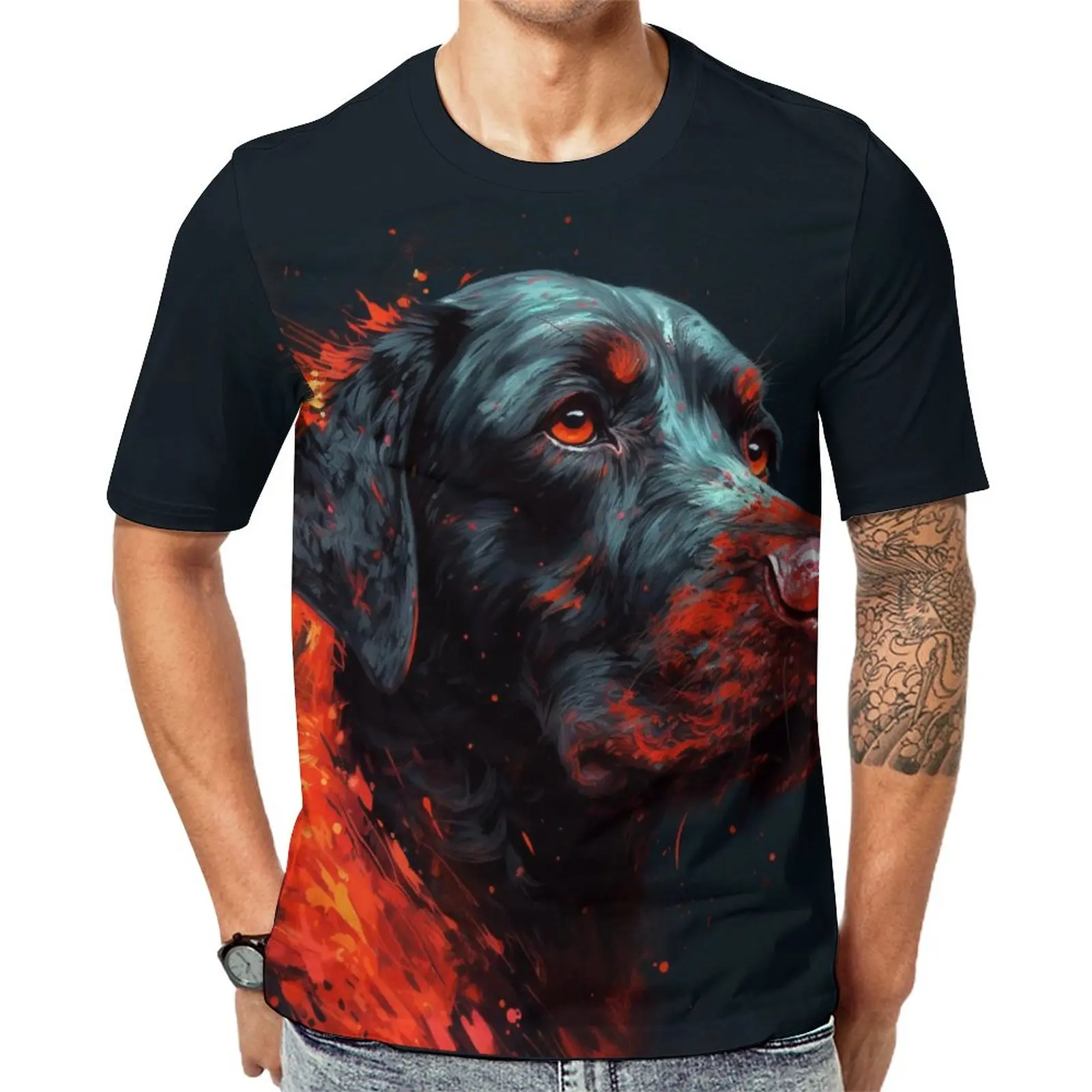 

Футболка мужская оверсайз с принтом собаки, Пляжная Ретро футболка с фантастическим Grotesque, с коротким рукавом
