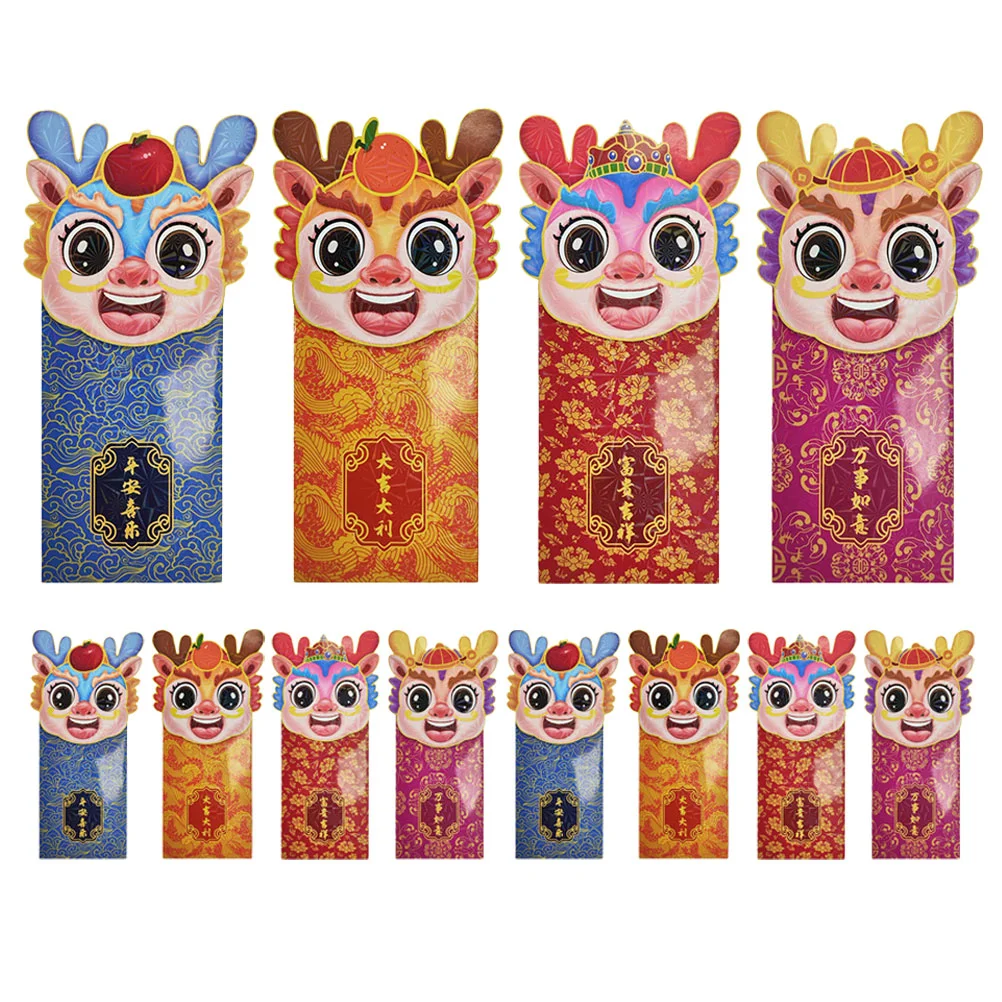 

12 Pcs Envelopes Chinese Red Lucky Money Paper Packet Three-dimensional 2024 Festival