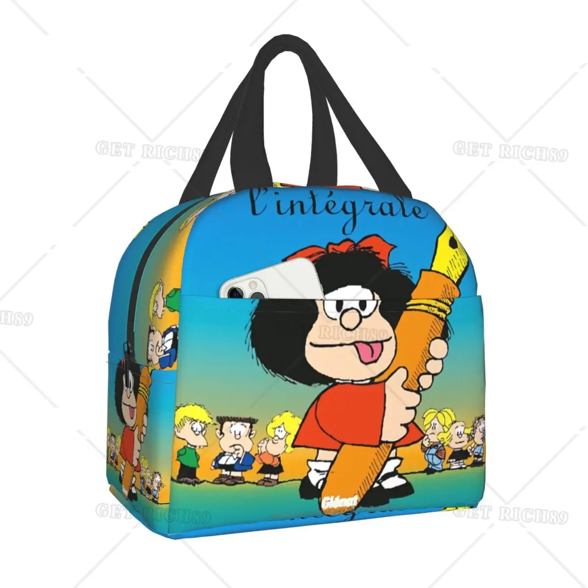 

Классическая изолированная сумка для обеда Mafalda для работы школы Quino мультяшный Mang теплый охлаждающий термальный Ланч-бокс для женщин детские сумки для пикника