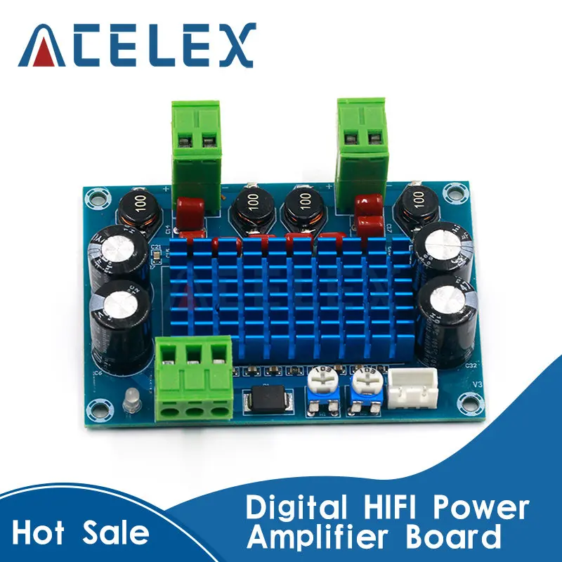 

High Power Digital HIFI Power Amplifier Board 2*120W XH-M572 TPA3116D2 Chassis Dedicated Plug-in Input 5V 24V 28V output 120W