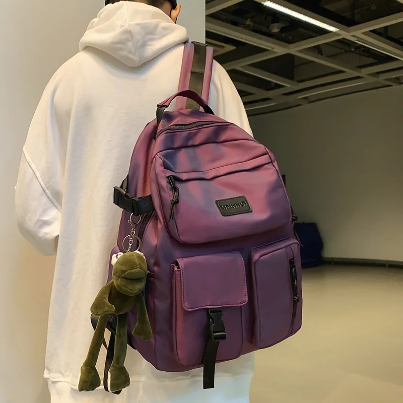 

Светоотражающий нейлоновый водонепроницаемый рюкзак для женщин, вместительный ранец с защитой от кражи, женская школьная сумка унисекс