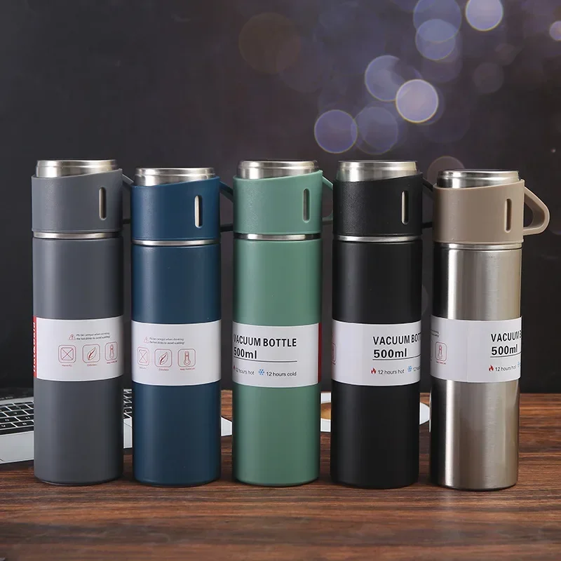 

Thermal Office Bottle Steel Cup Gift Couple Set Thermos Outdoor Stainless Water Style Vacuum Flask Insulation 500ML Hot Business