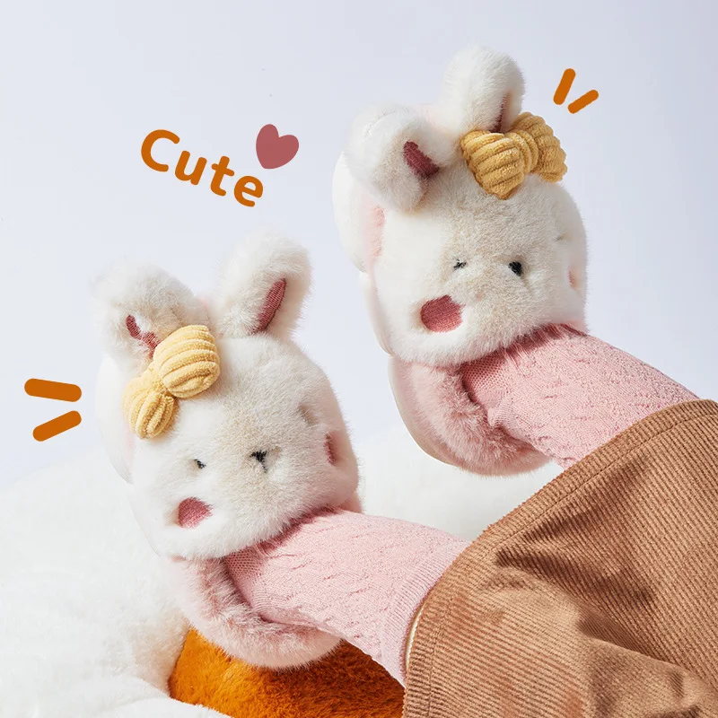 

Children Cotton Slippers Girls Winter Cartoon Cute Rabbit Baby Boys Home Warm Non Slip Bow Slippers 캐주얼 신발 슬리퍼 أحذية غير رسمية