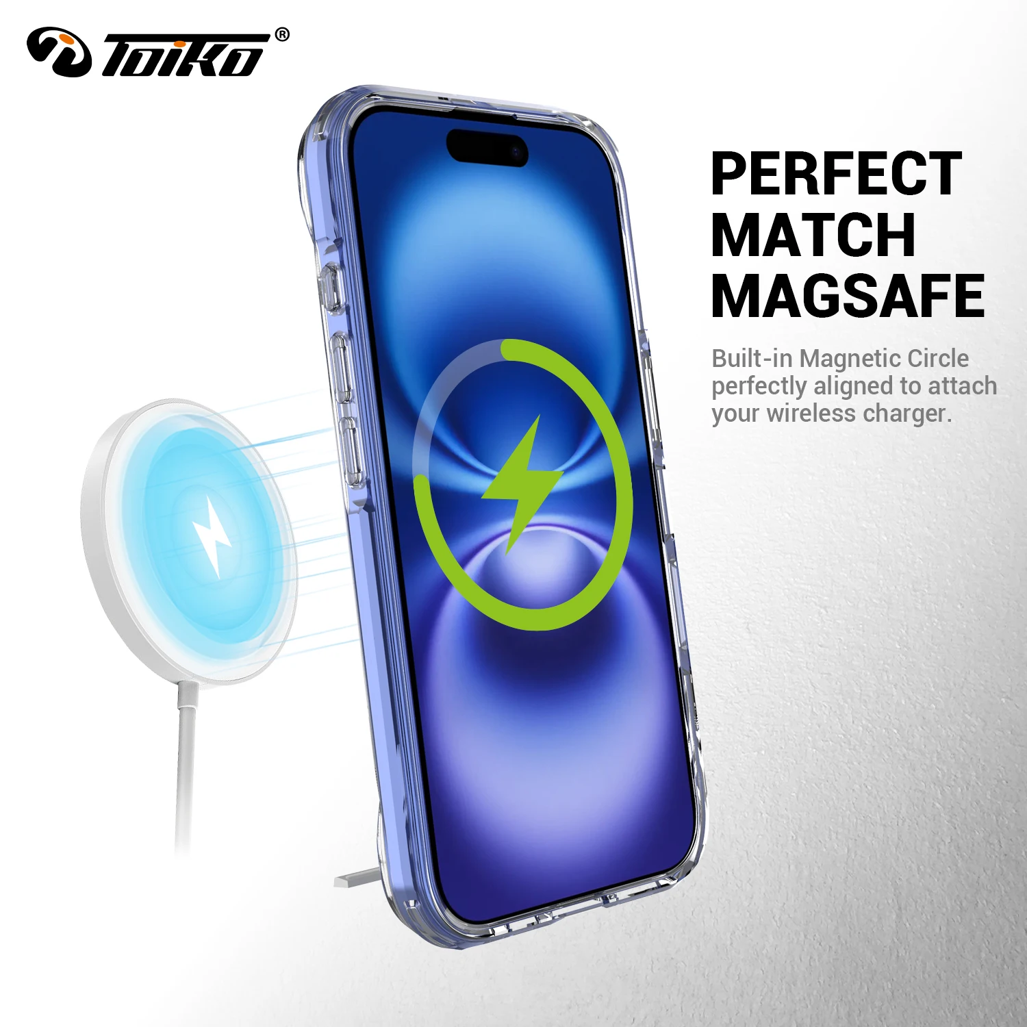 TOIKO Titan Прозрачный ударопрочный чехол с подставкой Magsafe для iPhone 16 Pro Max Plus