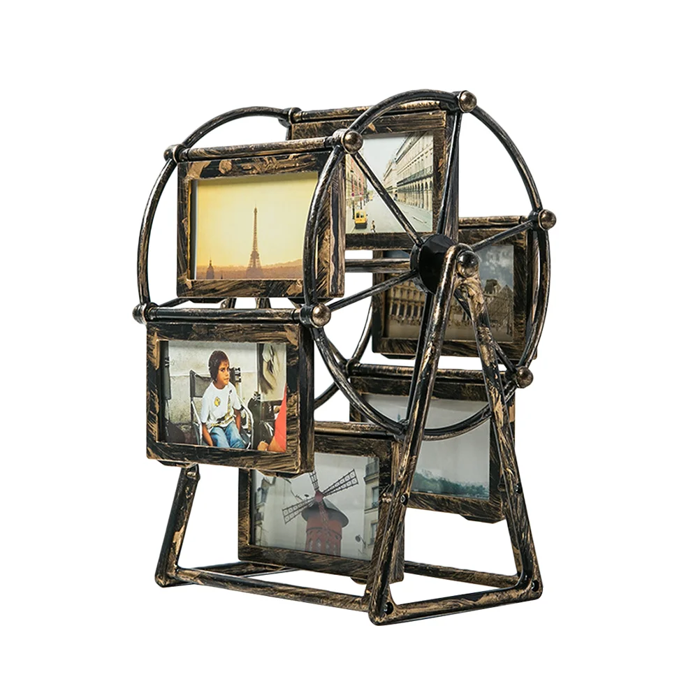 

Tabletop Family Photo Frame Vintage Ferris Wheel Rotatable Windmill Picture Frame Photo Frames Show for Home Wedding Decoration