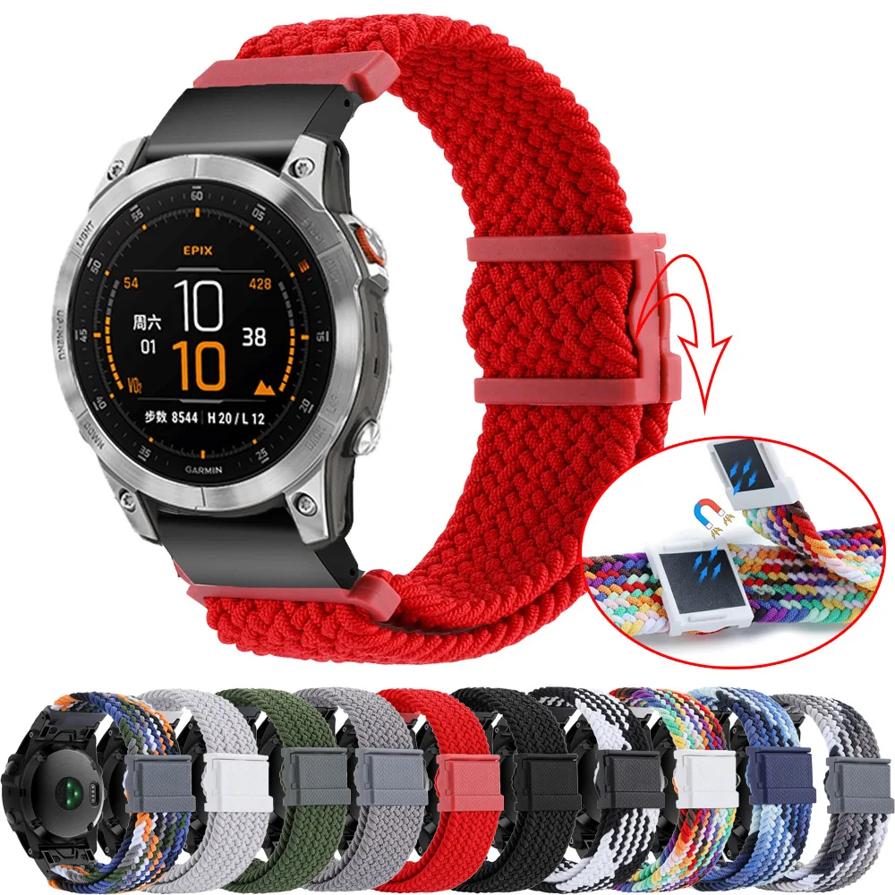 

Ремешок нейлоновый для наручных часов, вязаный браслет для Garmin Fenix 6 6X Pro 5 5X Plus 3HR Fenix 7 7X, 26 22 мм